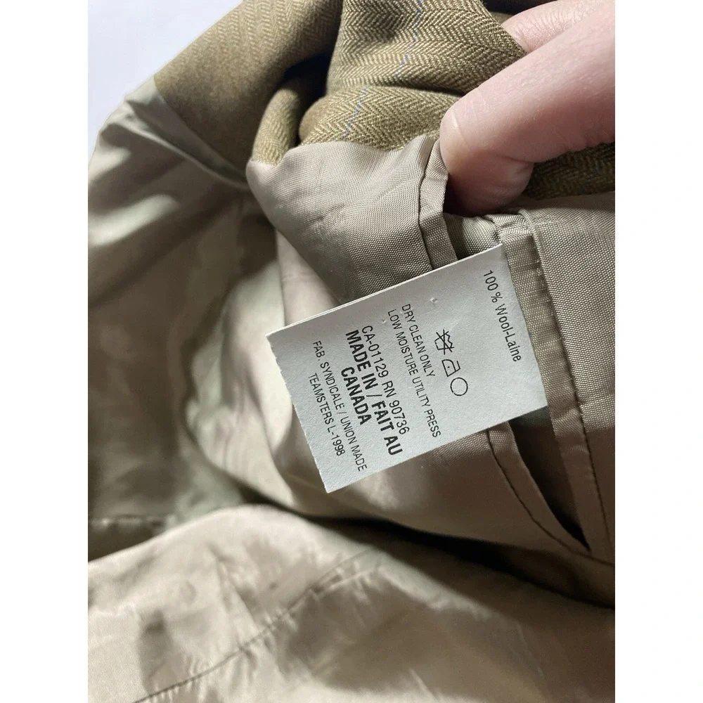 Lauren Ralph Mens 46? SEE Wool Herringbone Windowpane Blazer Brown Tan 3 Button